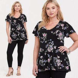 Torrid | Floral Studio Knit Babydoll Top LIKE NEW